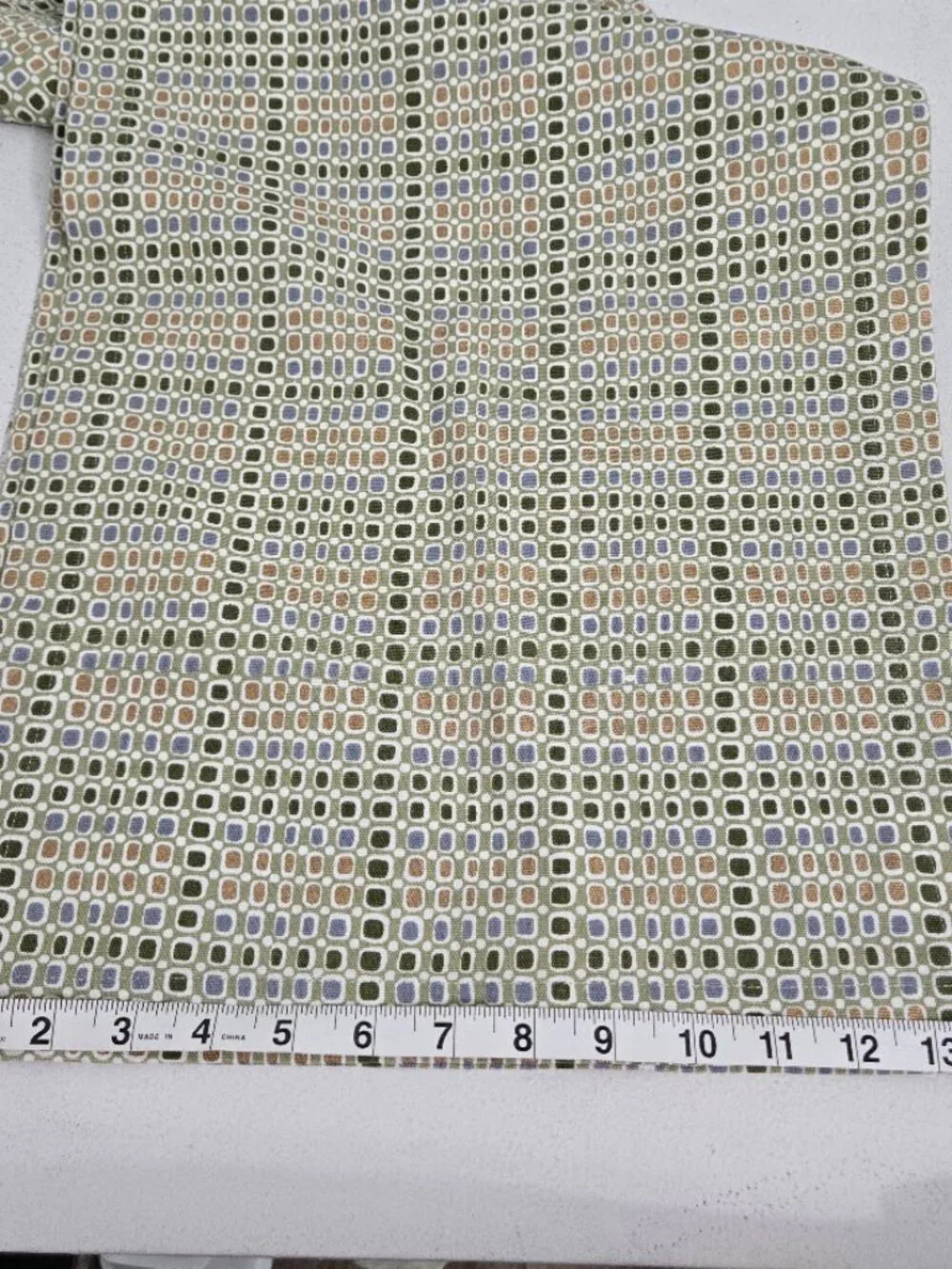 Crate & Barrel Kemp Green Geometric Runner 14x86 India 100% Cotton Modern Funky